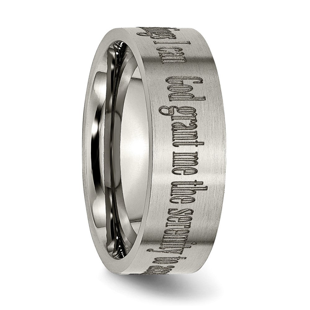 Buy Stylish 8mm Brushed Titanium Flat Band with Serenity Prayer Engraving