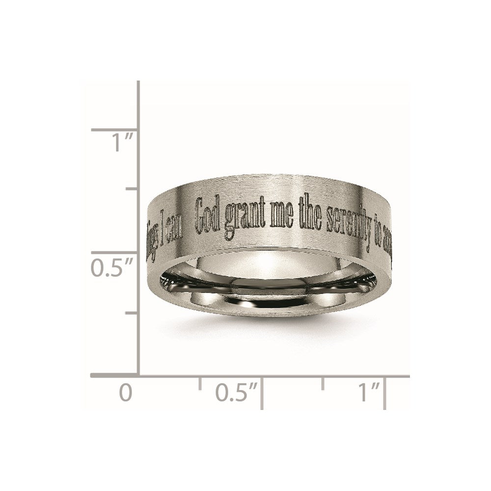 Buy Stylish 8mm Chiseled Titanium Flat Band with Serenity Prayer Engraving