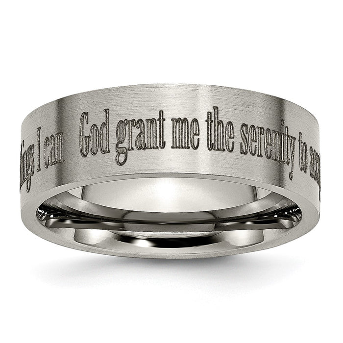 Buy Stylish 8mm Chiseled Titanium Flat Band with Serenity Prayer Engraving-1