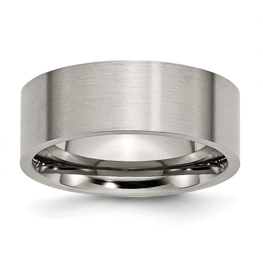 Buy Stylish Brushed Titanium 8mm Flat Band - Luxury Ring, Great Value!