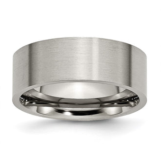 Buy Stylish Brushed Titanium 8mm Flat Band - Affordable Luxury Ring by Chisel