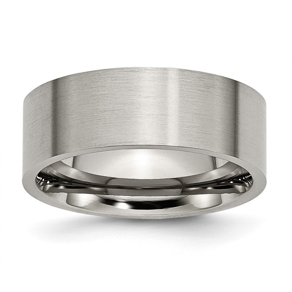 Exclusive 8mm Brushed Titanium Flat Band Ring - Stylish & Affordable Choice