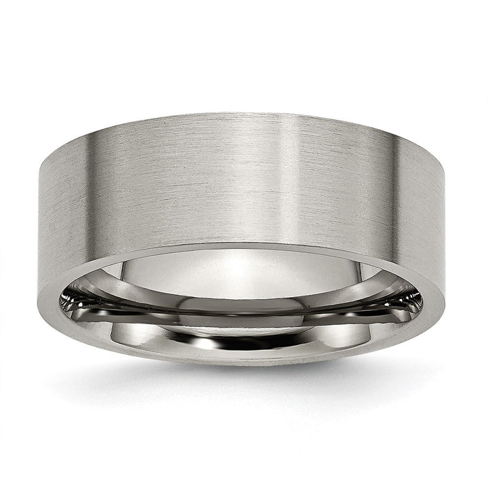 Exclusive 8mm Brushed Titanium Flat Band Ring - Stylish & Affordable Choice-1