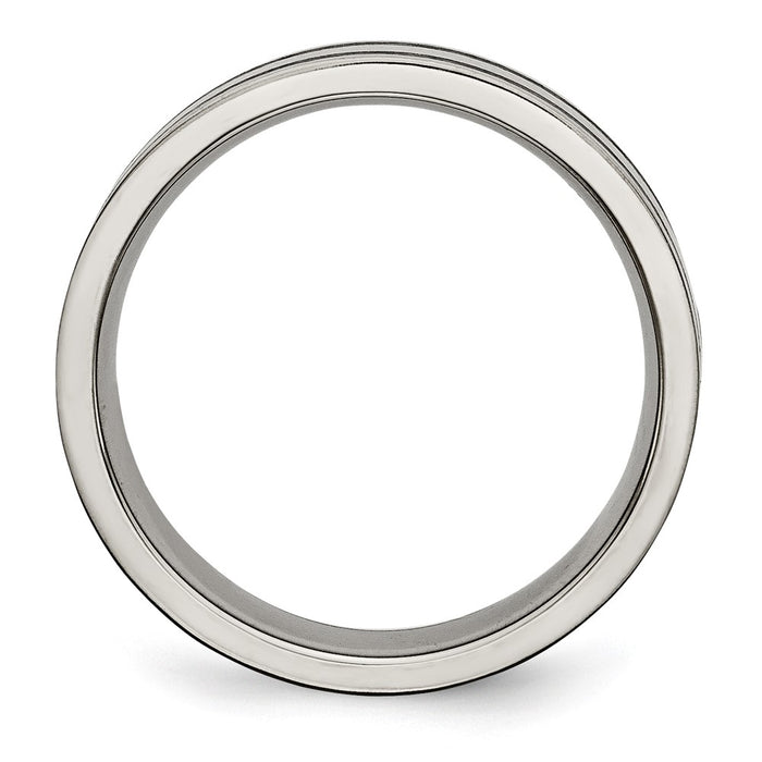 Buy Stylish Brushed Black Enamel 6mm Flat Band in Chisel Titanium - Luxury Value!-2
