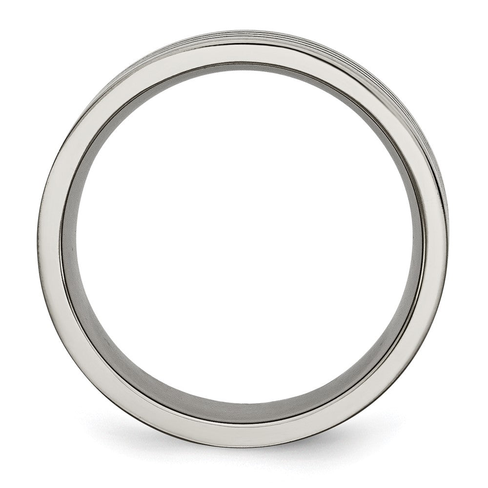 Buy Chiseled Titanium 8mm Flat Band - Stylish Satin & Polished Enamel Stripes