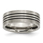 High-Quality Chiseled Titanium 8mm Flat Band with Stylish Black Enamel Stripes-7