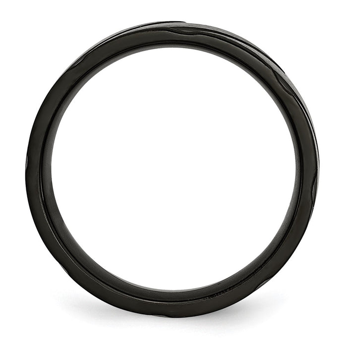 Shop Stylish 6mm Chisel Titanium Band - Brushed & Polished Black IP Design-2