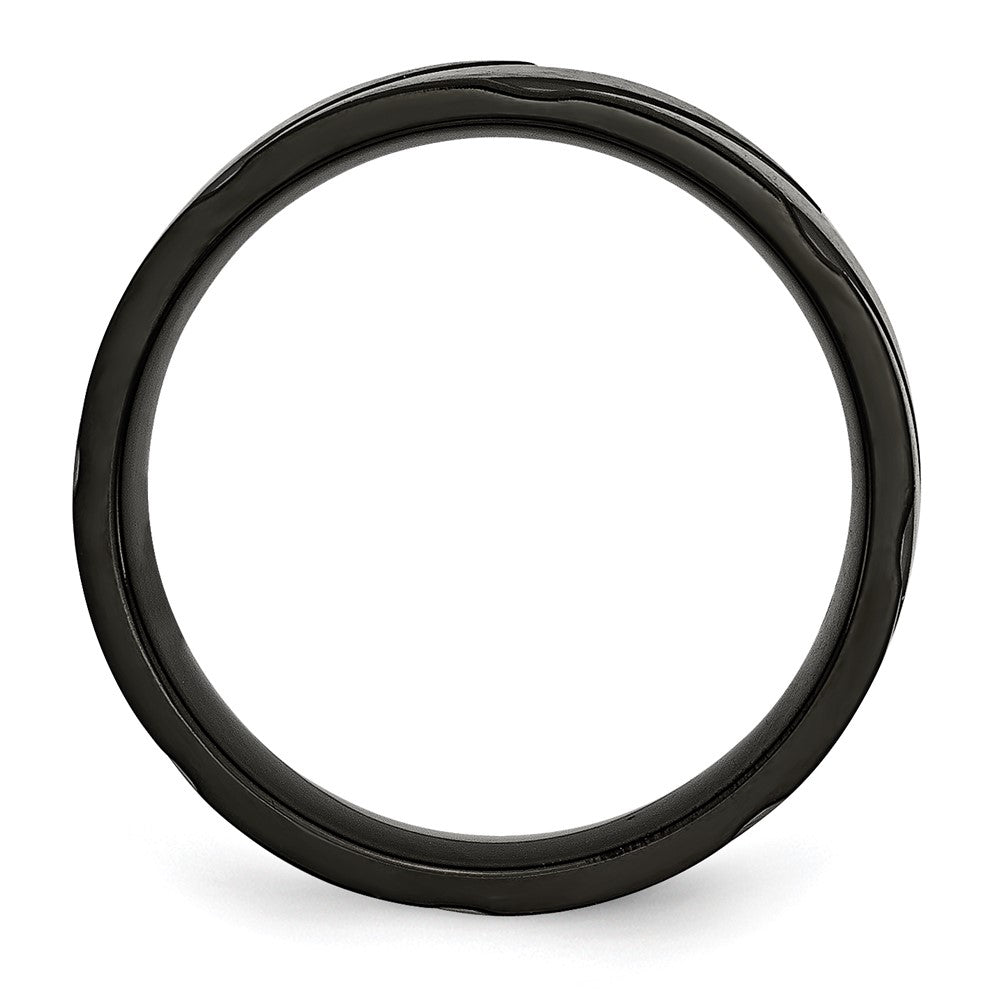 Buy Stylish 6mm Chisel Titanium Band - Brushed & Polished Black IP Design