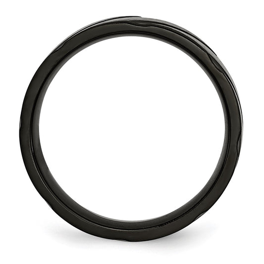 Shop Stylish 6mm Chisel Titanium Band - Brushed & Polished Black IP Design
