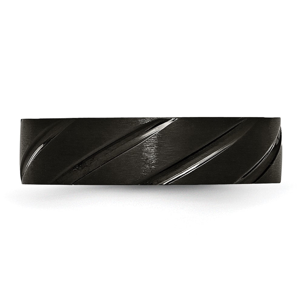 Buy Stylish 6mm Chisel Titanium Band with Brushed Black IP-Plated Design