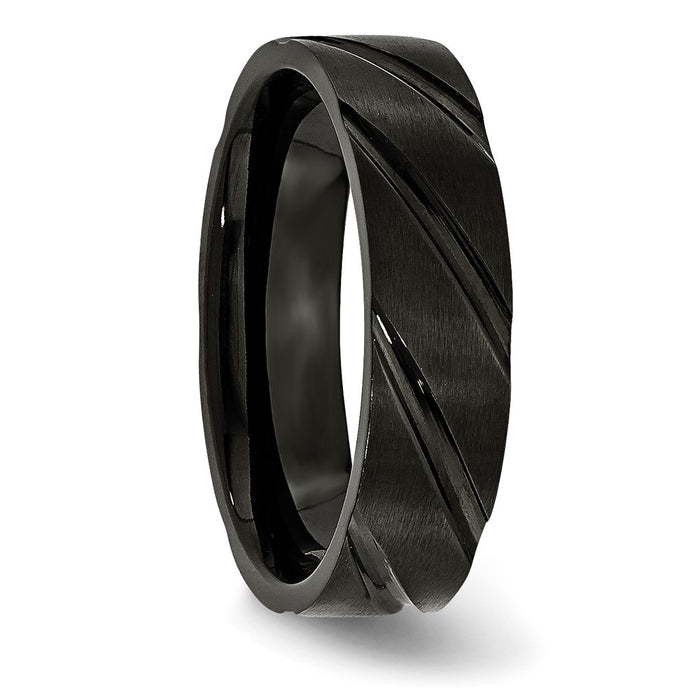 Buy High-Quality 6mm Chisel Titanium Band - Stylish Black IP-Plated Swirl Design-4