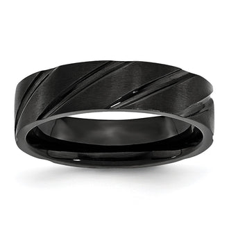 Shop Stylish 6mm Chisel Titanium Band - Brushed & Polished Black IP Design