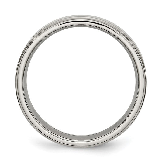 Buy Stylish 6mm Polished Titanium Chisel Ring with Ridged Edge - Affordable Luxury