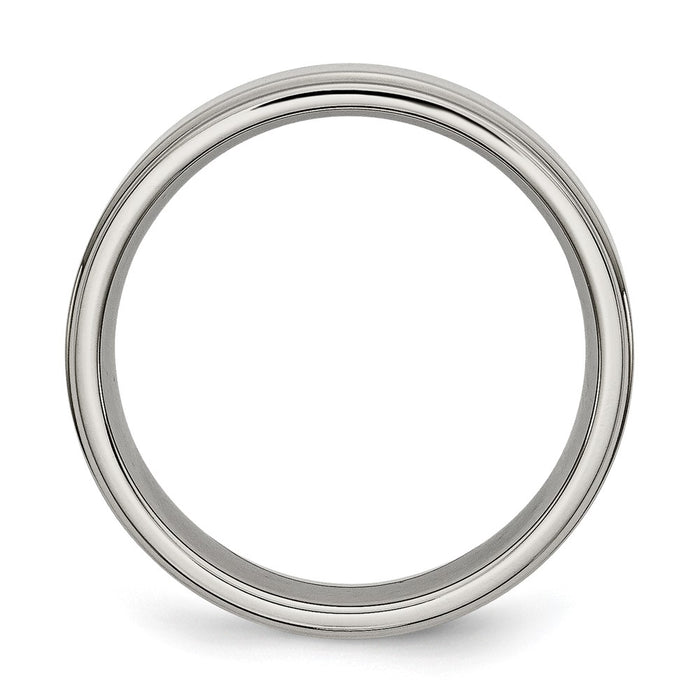 Buy Stylish 6mm Polished Titanium Band with Ridged Edges - Luxury Look!-2