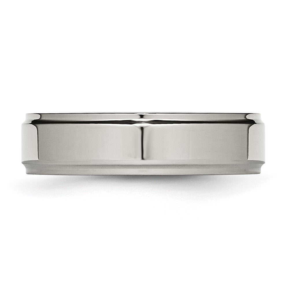 Buy Stylish 6mm Polished Titanium Chisel Ring with Ridged Edge - Affordable Luxury