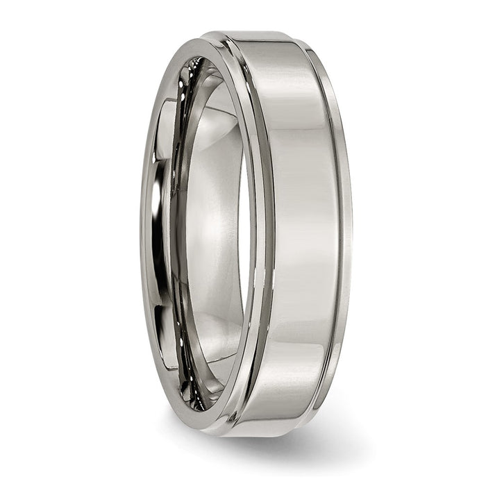 Buy Stylish 6mm Polished Titanium Band - Exclusive Ridged Edges, High-Quality-4