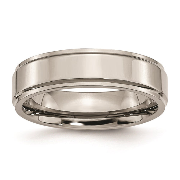 Chisel Titanium 6mm Polished Ridged Edge Ring