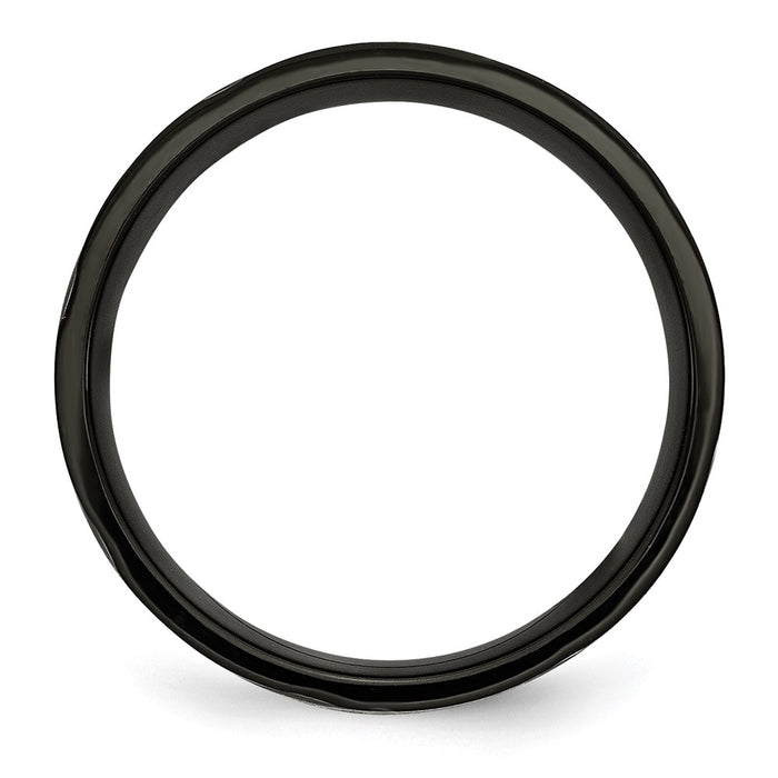 Shop Stylish 8mm Chisel Titanium Band - Brushed & Polished Black IP Design-2