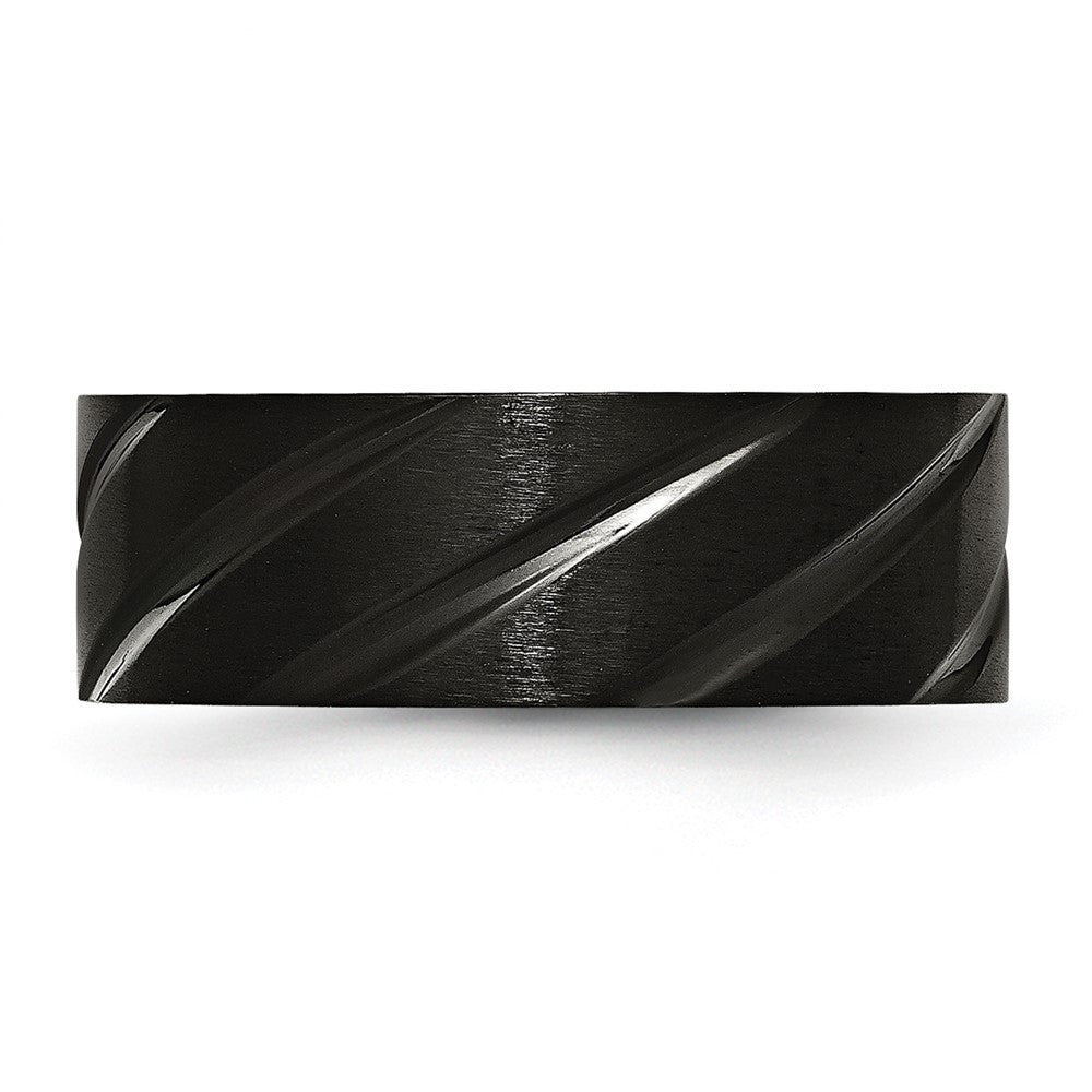 Shop Stylish 8mm Chisel Titanium Band - Brushed & Polished Black IP Design