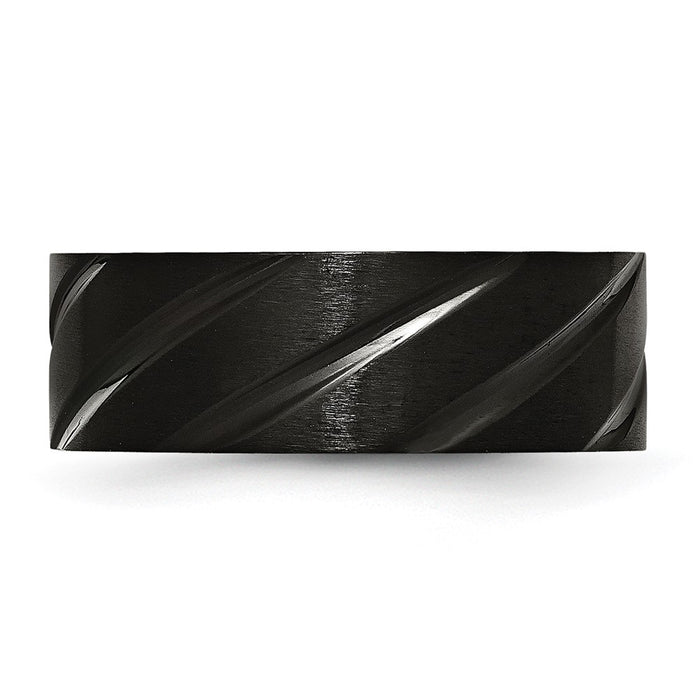 Shop Stylish 8mm Chisel Titanium Band - Brushed & Polished Black IP Design-3