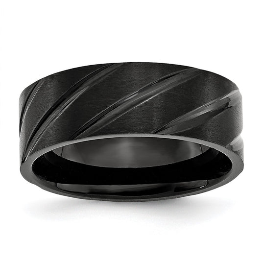 High-Quality 8mm Black IP-Plated Swirl Band | Stylish Titanium Finish