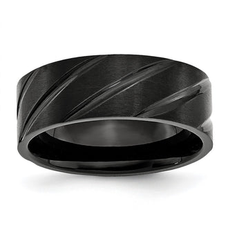 Buy High-Quality 8mm Chisel Titanium Band - Stylish Black IP-Plated Design