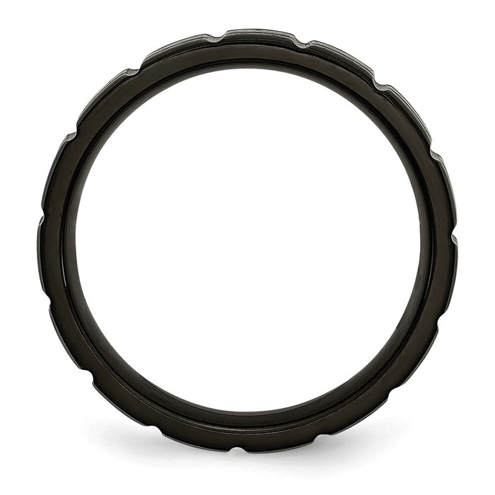 Buy Stylish Chiseled Titanium 6mm Notched Band | Brushed Black IP Finish-2