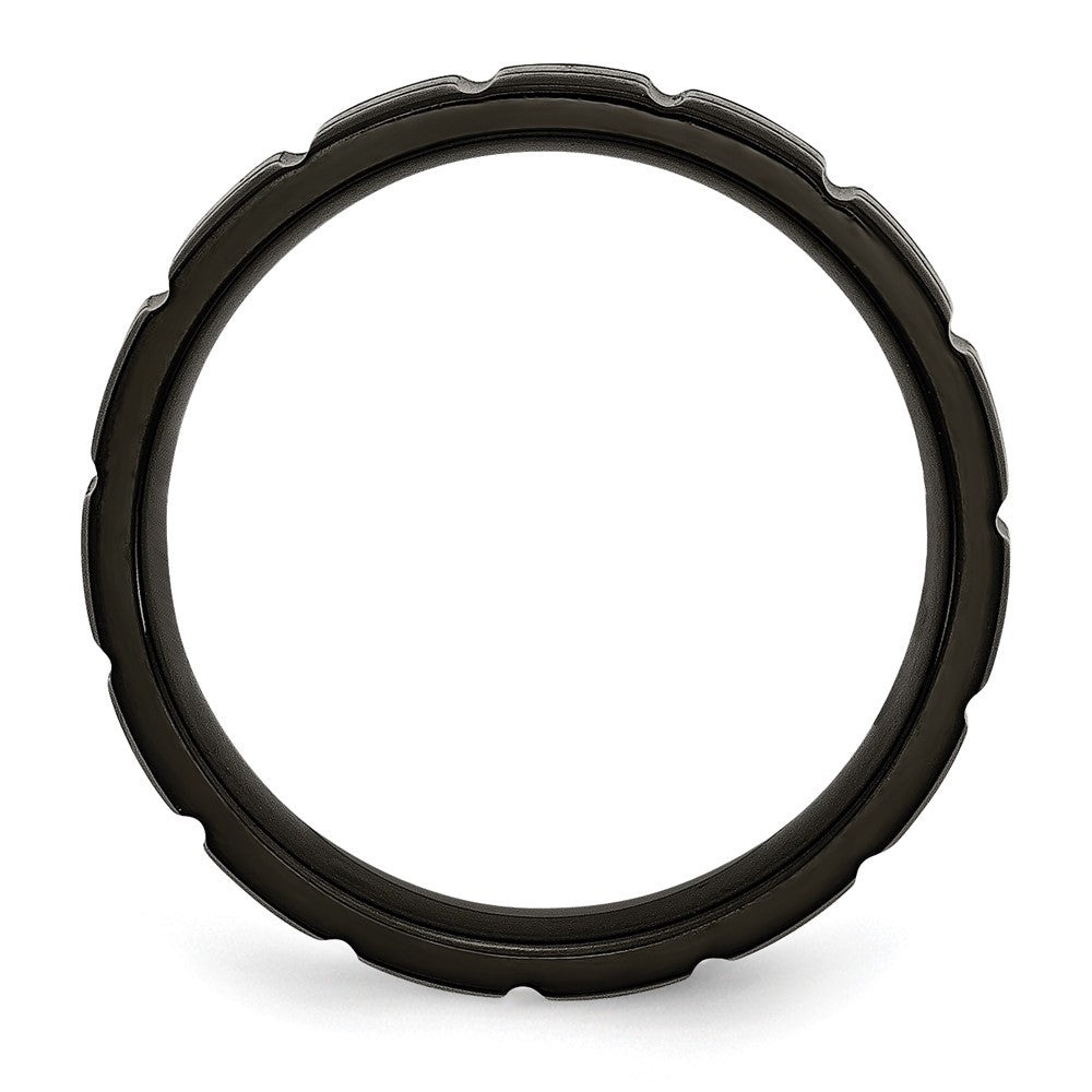 Buy Stylish Chiseled Titanium 6mm Notched Band with Black IP Finish