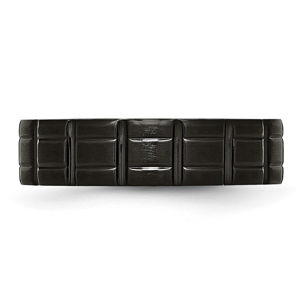 Buy Stylish Chiseled Titanium 6mm Notched Band with Black IP Finish