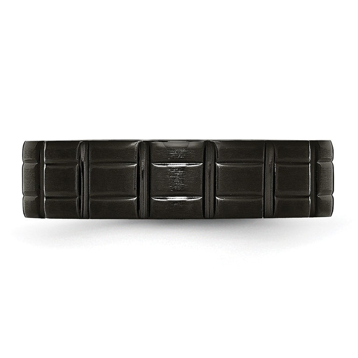 Buy Stylish Chiseled Titanium 6mm Notched Band with Black IP Finish-3