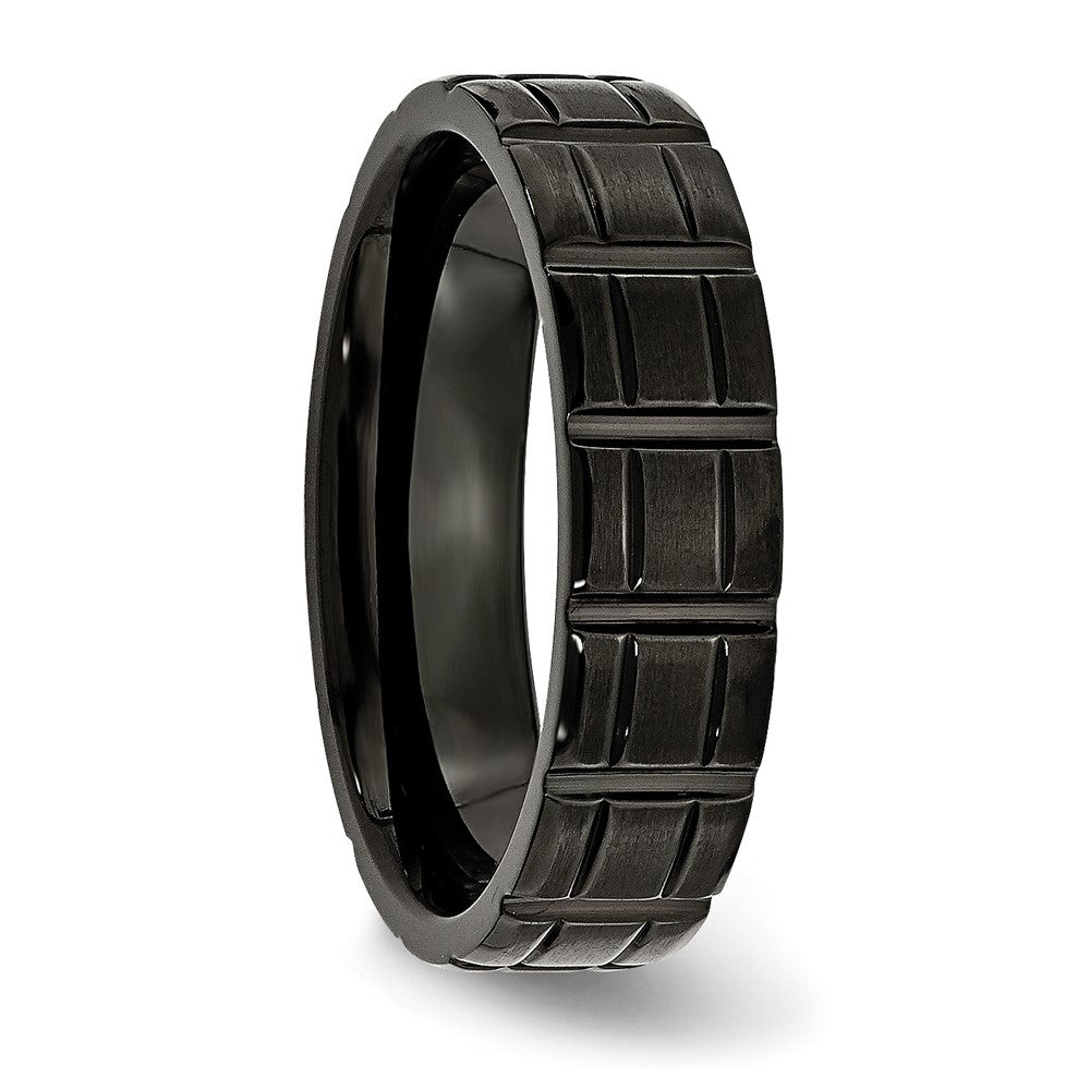 Buy Stylish Chiseled Titanium 6mm Notched Band | Brushed Black IP Finish