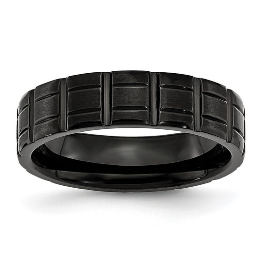 Exclusive 6mm Chiseled Titanium Notched Band - Stylish Black IP Finish