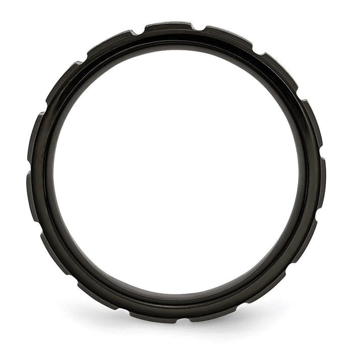 High-Quality 8mm Notched Band in Brushed Black Titanium - Stylish Value Ring-2