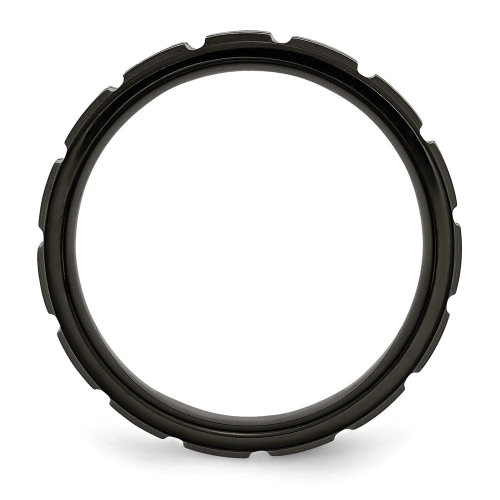 Buy Stylish Chisel 8mm Notched Band | Brushed & Polished Black Titanium
