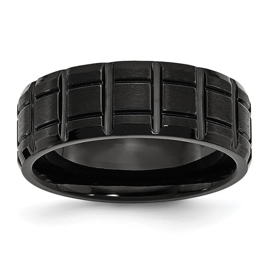 Buy Exclusive 8mm Notched Band in Black IP-Plated Titanium | Stylish Design