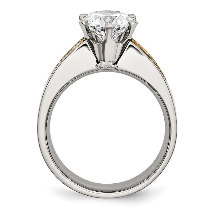 Buy Stylish Chiseled Titanium Ring | 14K Gold Inlay & CZ Stones, Affordable Price-2