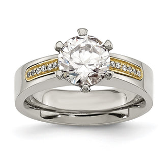 Buy Stylish Chiseled Titanium Ring | 14K Gold Inlay & CZ Stones, Affordable Price