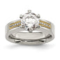 Buy Stylish Chiseled Titanium Ring with 14K Gold Inlay and CZ Stones-1