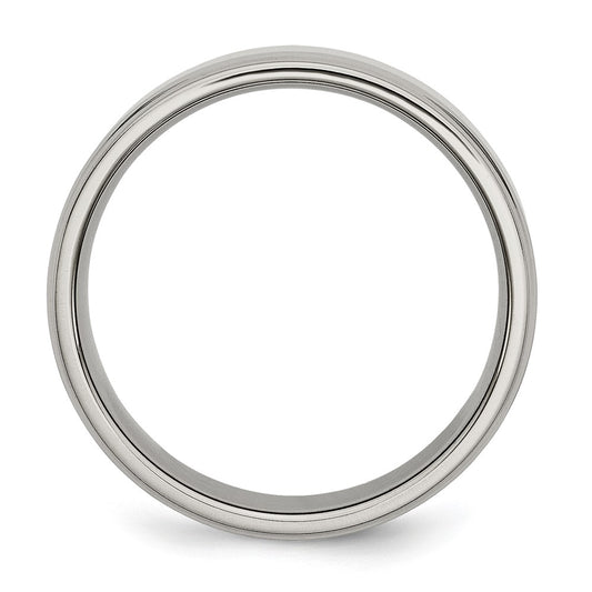 Buy High-Quality 7mm Chiseled Titanium Ring | Stylish Textured Edge Design