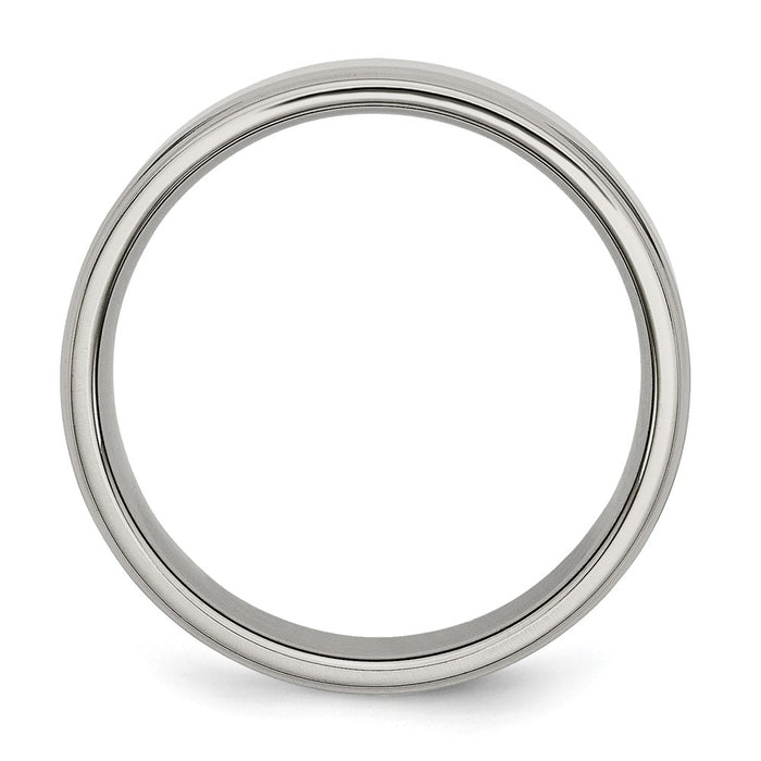 Buy High-Quality 7mm Chiseled Titanium Ring | Stylish Textured Edge Design-2