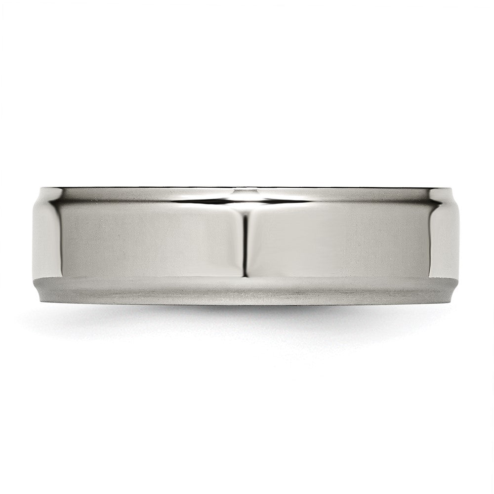 Buy Exclusive 7mm Chisel Titanium Polished Band with Ridged Edges - Affordable Style