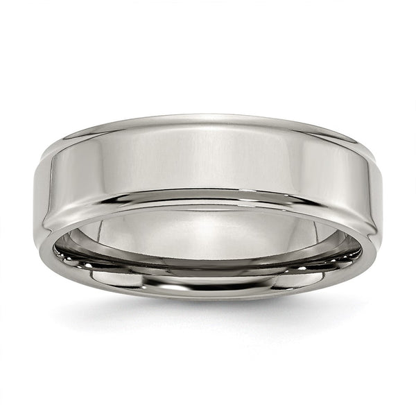 7mm Chiseled Titanium Polished Ring
