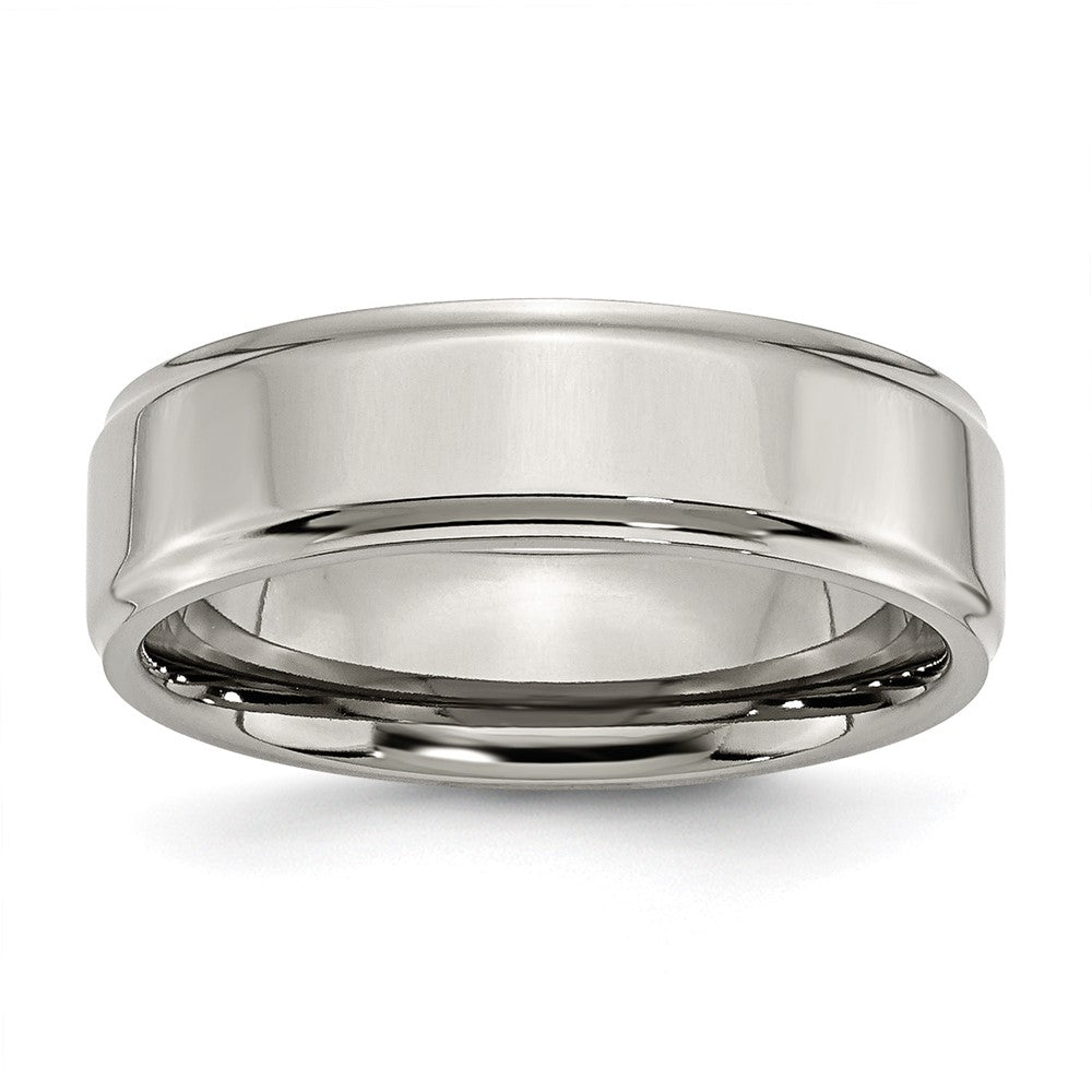 Buy High-Quality 7mm Chiseled Titanium Ring | Stylish Textured Edge Design