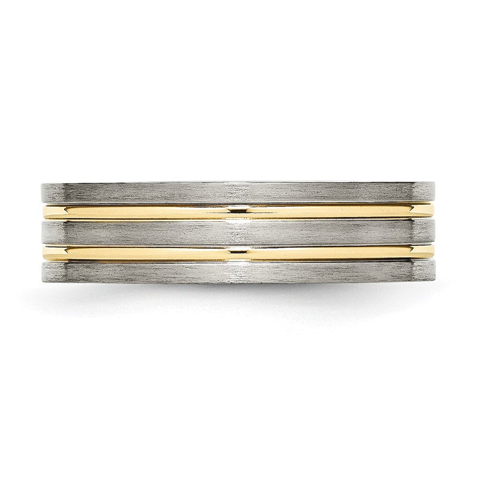 High-quality Brushed Yellow IP-Plated 6mm Titanium Chisel Band - Stylish Value!-3