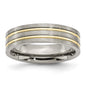 Buy Stylish 6mm Grooved Titanium Chisel Band - High-Quality Brushed Yellow IP-Plated-10