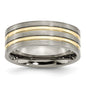Buy Stylish 8mm Grooved Band in Brushed Yellow IP-Plated Titanium, Luxury Look-12