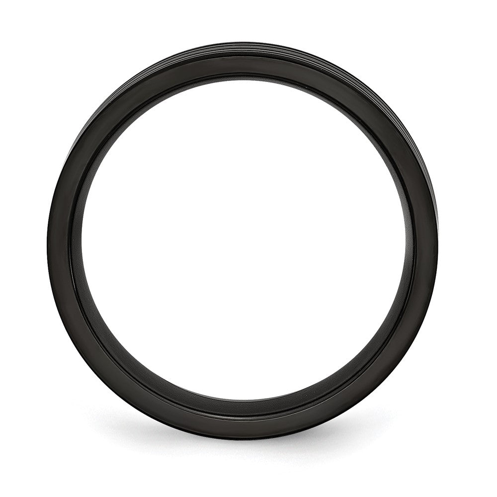 High-Quality Chisel 6mm Grooved Band - Stylish Brushed Black IP-Plated Titanium