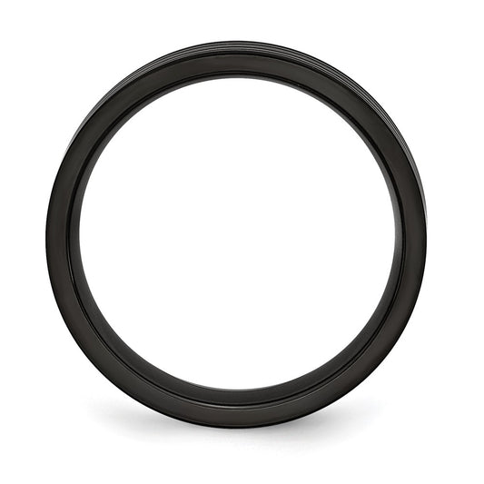 High-Quality Chisel 6mm Grooved Band - Stylish Brushed Black IP-Plated Titanium