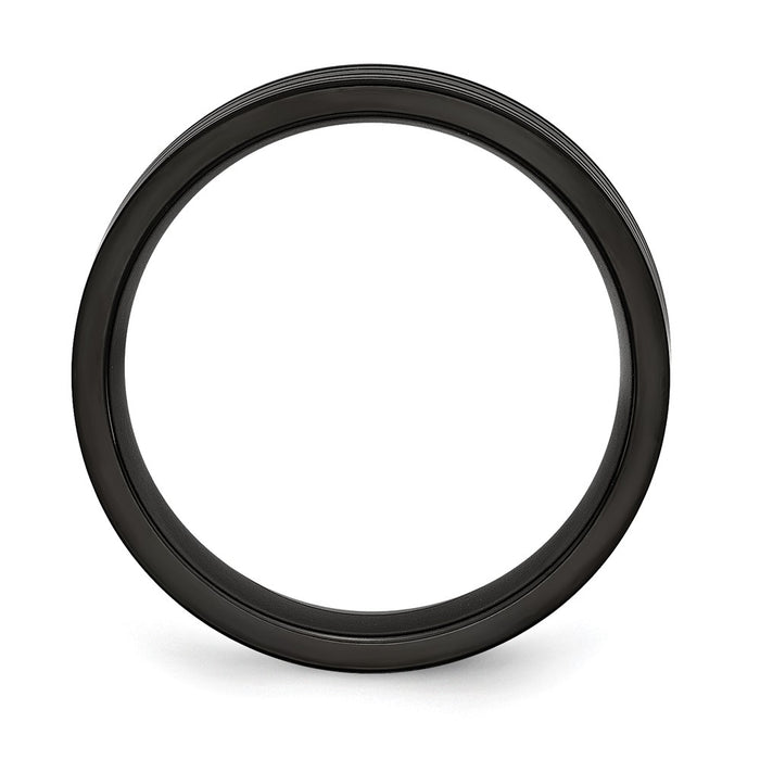 High-Quality Chisel 6mm Grooved Band - Stylish Brushed Black IP-Plated Titanium-2