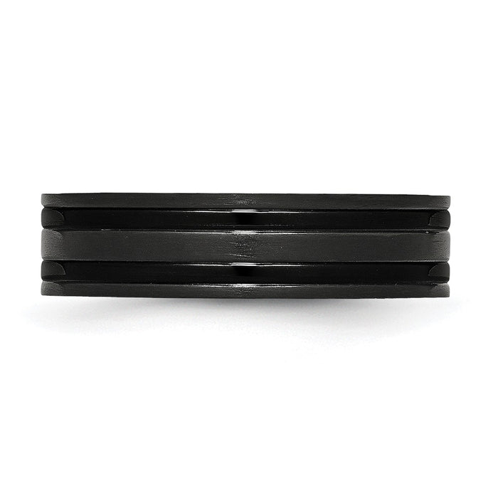 High-Quality Chisel 6mm Grooved Band - Stylish Brushed Black IP-Plated Titanium-3